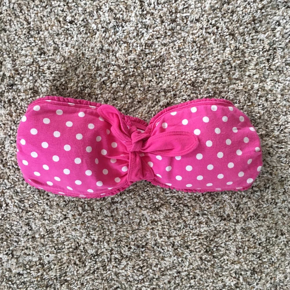 Hollister bandeau top - pink and white polka dot
